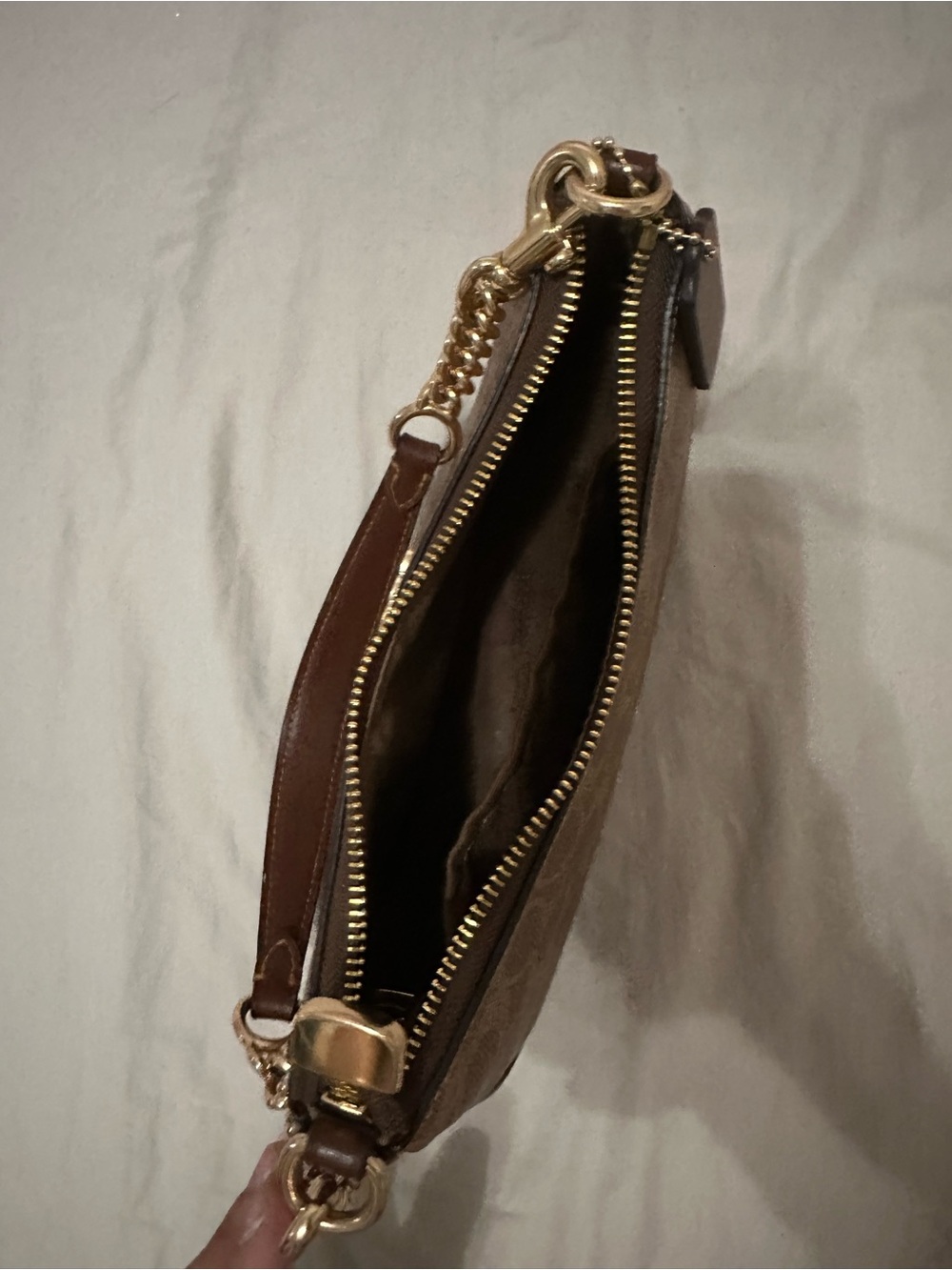 Coach Terri Signature Canvas Shoulder Bag in Brown with Gold Hardware - Picture 6 of 8